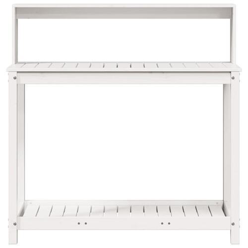 Plantebord med hylder 108x50x109,5 cm massivt fyrretræ hvid