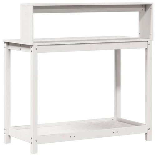 Plantebord med hylder 108x50x109,5 cm massivt fyrretræ hvid