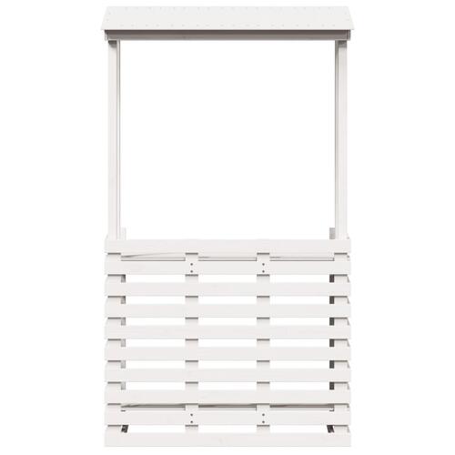 Udendørs barbord med tag 112,5x57x195,5 cm massivt træ hvid