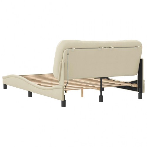 Sengeramme med LED Hvar 140 x 190 cm uden madras - cremefarvet