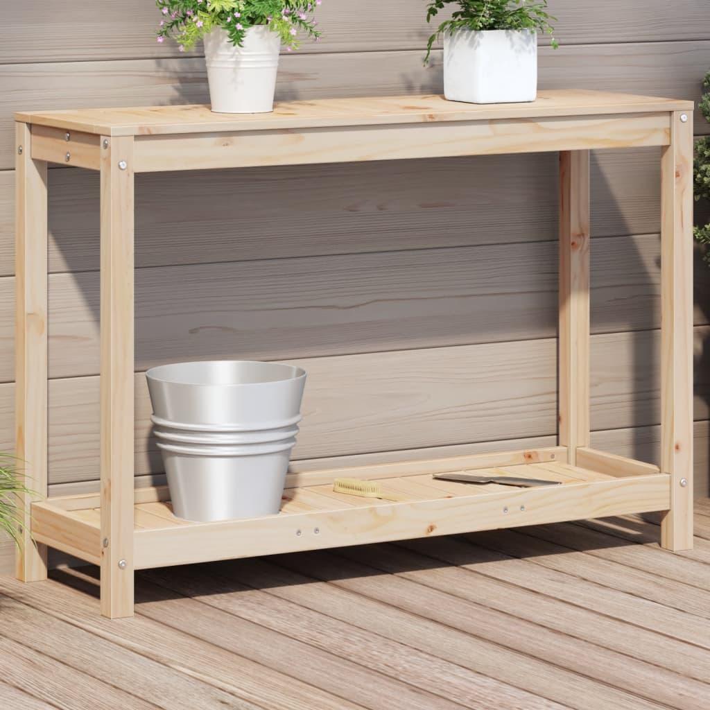 Plantebord med hylde 108x35x75 cm massivt fyrretræ