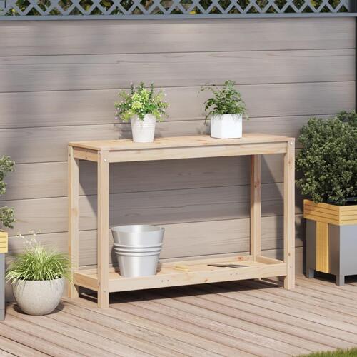 Plantebord med hylde 108x35x75 cm massivt fyrretræ