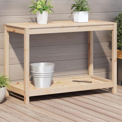 Plantebord med hylde 108 x 50 x 75 cm i massivt fyrretræ