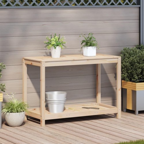 Plantebord med hylde 108 x 50 x 75 cm i massivt fyrretræ