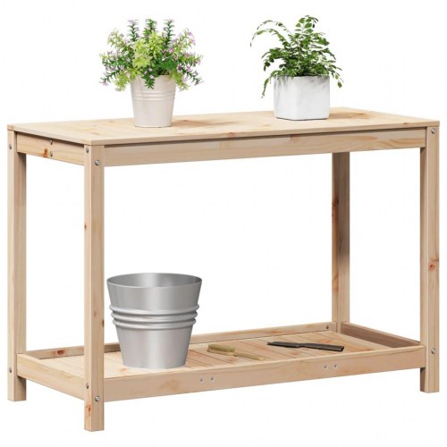 Plantebord med hylde 108 x 50 x 75 cm i massivt fyrretræ