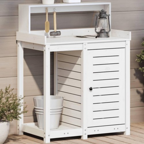 Plantebord med hylder og opbevaringsskab 82,5 x 50 x 109,5 cm - hvid