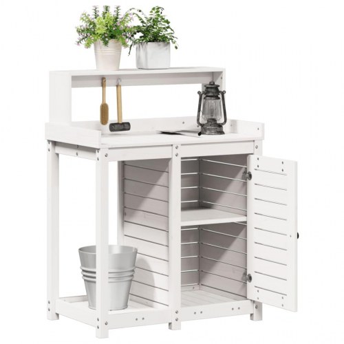 Plantebord med hylder og opbevaringsskab 82,5 x 50 x 109,5 cm - hvid