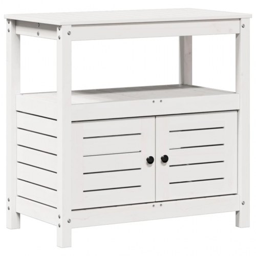 Plantebord med hylder 82,5x45x81 cm massivt fyrretræ hvid