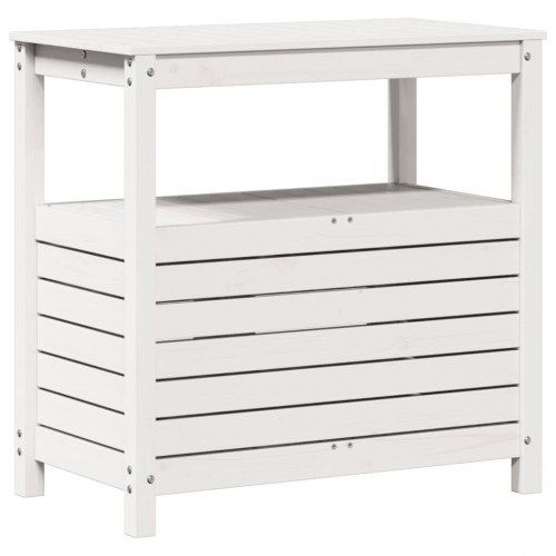 Plantebord med hylder 82,5x45x81 cm massivt fyrretræ hvid