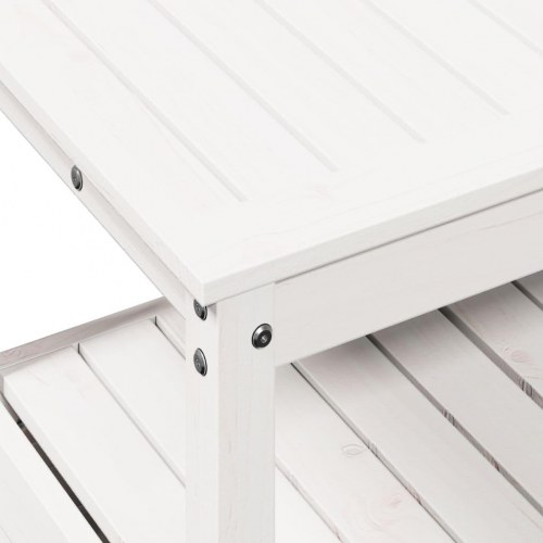 Plantebord med hylder 82,5x45x81 cm massivt fyrretræ hvid