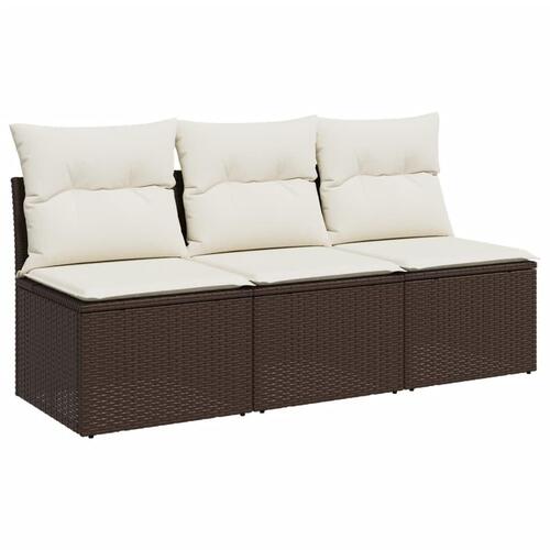 3-personers havesofa med hynder polyrattan brun