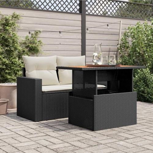 Havebord 100x55x73 cm polyrattan og akacietræ sort