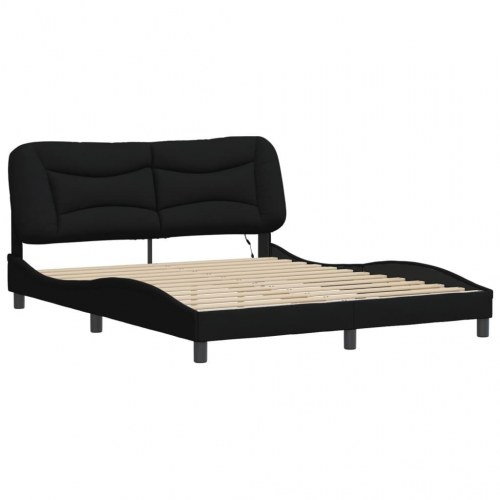Sengeramme med LED Hvar 160 x 200 cm - sort