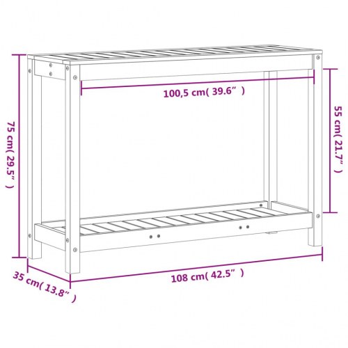 Plantebord med hylde 108×35×75 cm - massivt douglasgran