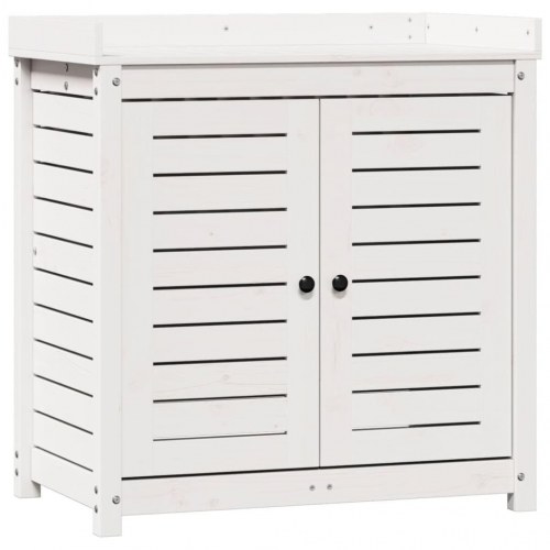 Plantebord med hylder 82,5x50x86,5 cm massivt fyrretræ hvid