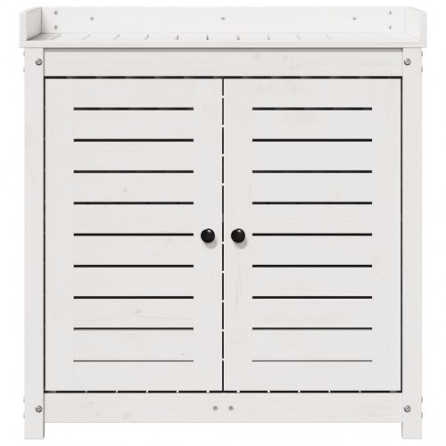 Plantebord med hylder 82,5x50x86,5 cm massivt fyrretræ hvid