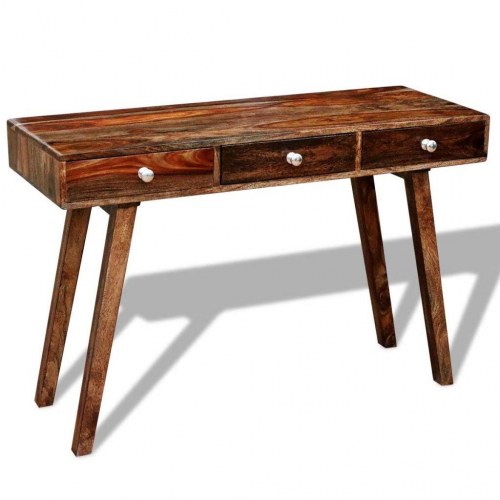 Konsolbord i massivt akacietræ - 116×42×76 cm med 3 skuffer