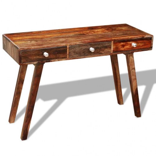 Konsolbord i massivt akacietræ - 116×42×76 cm med 3 skuffer