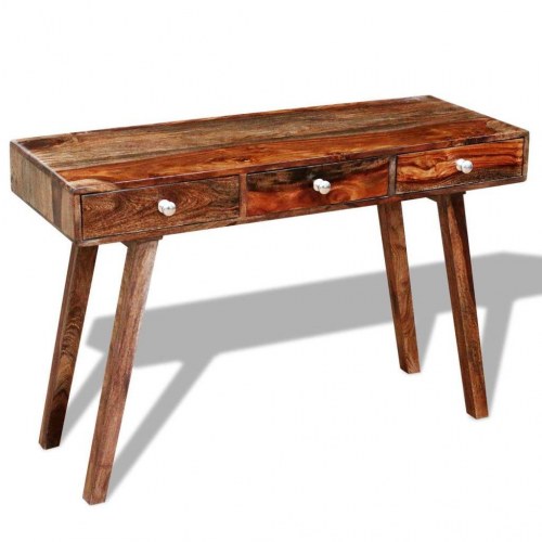 Konsolbord i massivt akacietræ - 116×42×76 cm med 3 skuffer