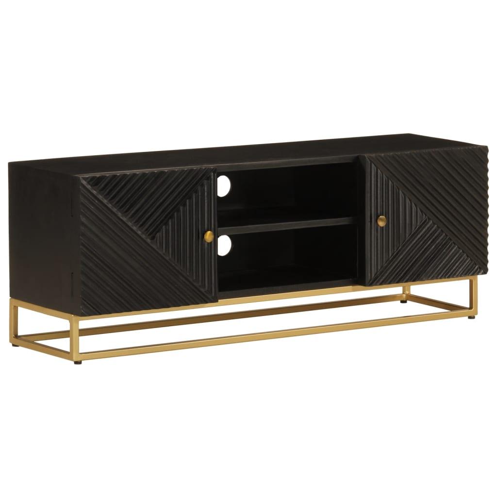 Tv Bord 110x30x40 Cm Massivt Mangotræ Og Jern Sort