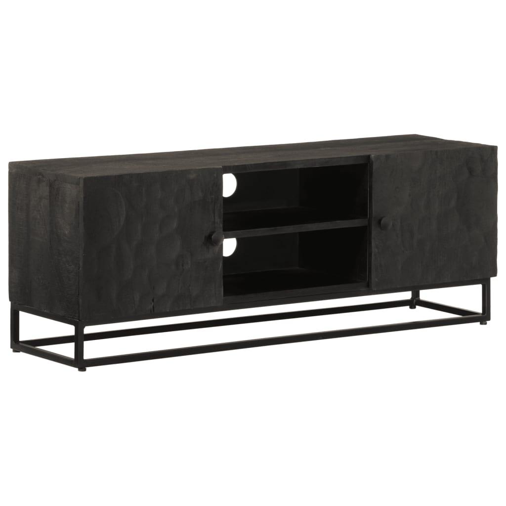 Tv Bord 110x30x40 Cm Massivt Mangotræ Og Jern Sort