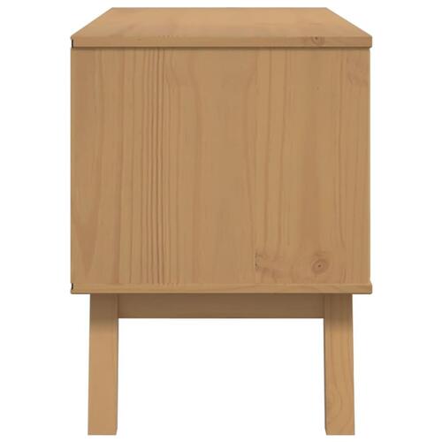 Tv-bord OLDEN 114x43x57 cm massivt fyrretræ hvid og brun