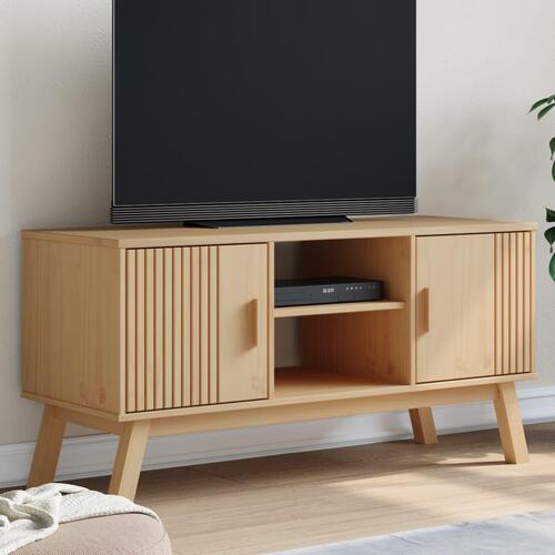 Tv-bord OLDEN 114x43x57 cm massivt fyrretræ brun