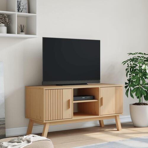 Tv-bord OLDEN 114x43x57 cm massivt fyrretræ brun