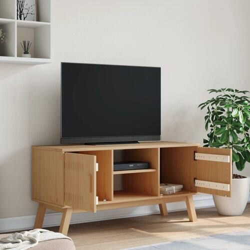 Tv-bord OLDEN 114x43x57 cm massivt fyrretræ brun