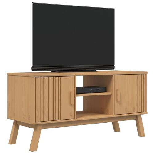 Tv-bord OLDEN 114x43x57 cm massivt fyrretræ brun
