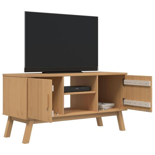 Tv-bord OLDEN 114x43x57 cm massivt fyrretræ brun