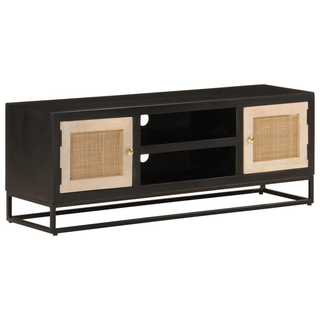 Tv Bord 110x30x40 Cm Massivt Mangotræ Og Jern Sort