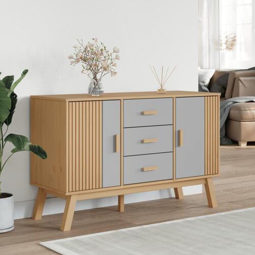 Skænk OLDEN 114x43x73,5 cm massivt fyrretræ grå og brun