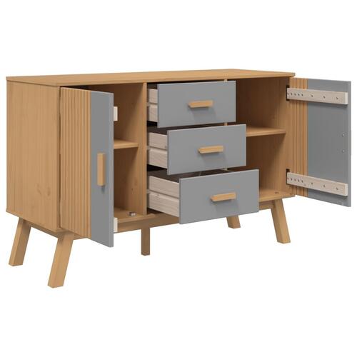 Skænk OLDEN 114x43x73,5 cm massivt fyrretræ grå og brun