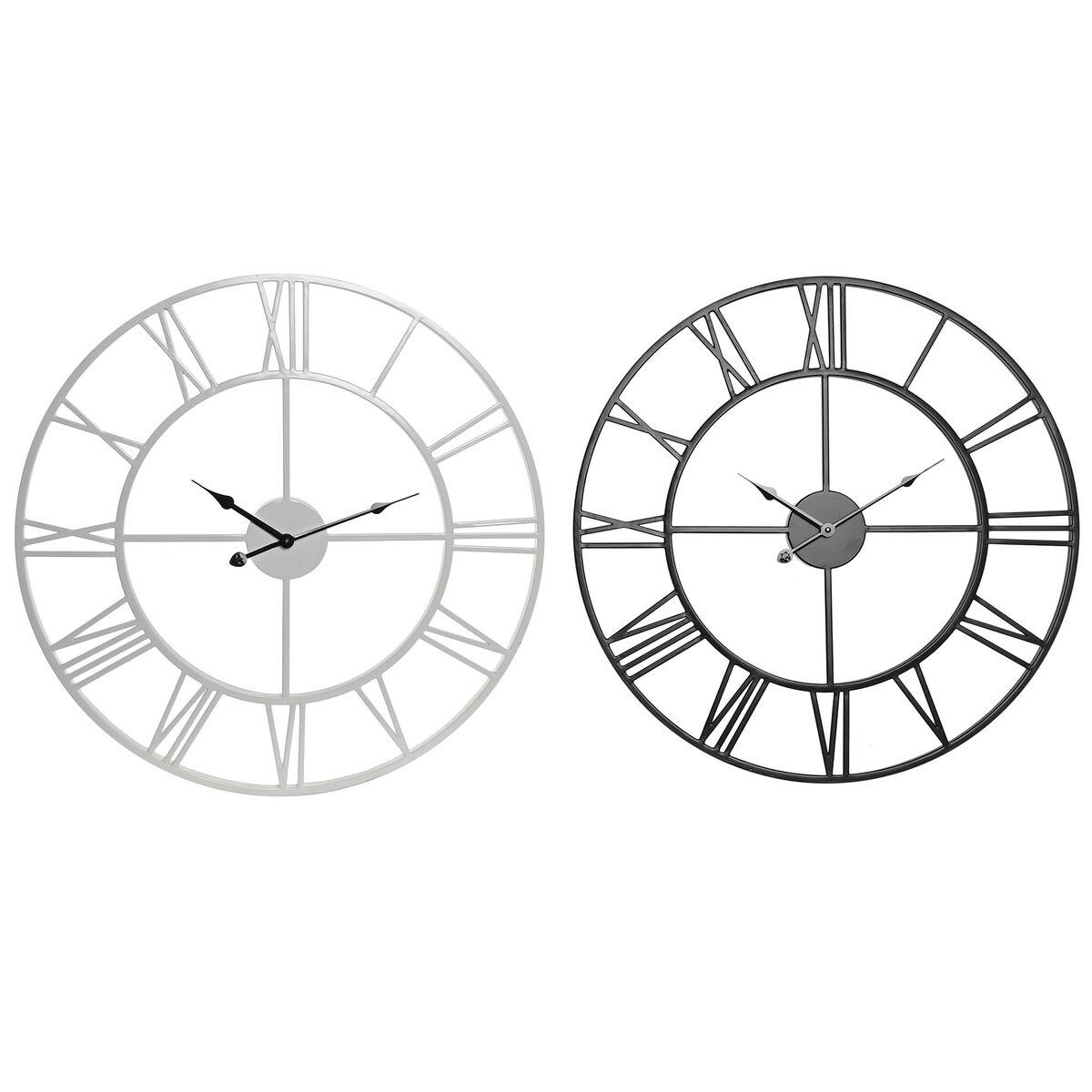 Vægur Home Esprit Hvid Sort Metal 60 X 3 X 60 Cm 2 Enheder