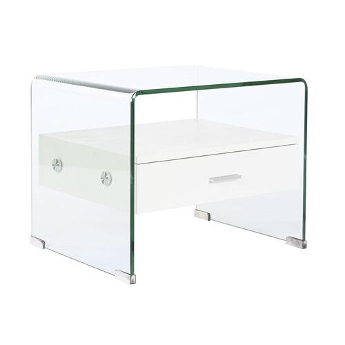 Natbord Hvid Gennemsigtig Krystal Træ MDF 50 x 40 x 45,5 cm