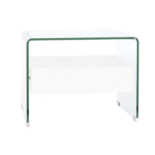 Natbord Hvid Gennemsigtig Krystal Træ MDF 50 x 40 x 45,5 cm