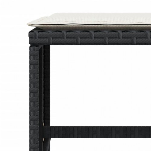 Haveskammel med hynder 4 stk. 41x41x36 cm polyrattan sort