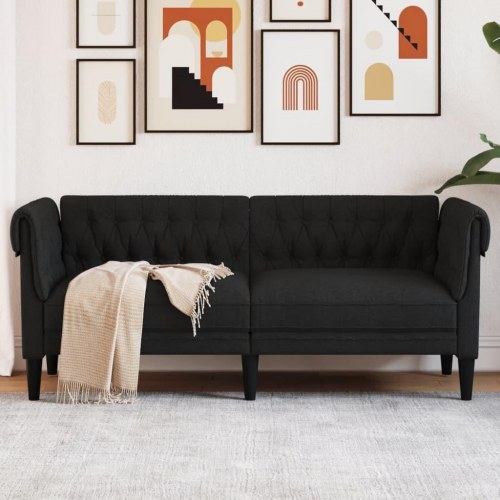 2-personers Chesterfield-sofa i stof - sort