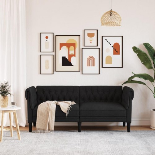 2-personers Chesterfield-sofa i stof - sort