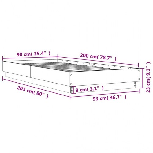 Sengeramme 90 x 200 cm i konstrueret træ - hvid