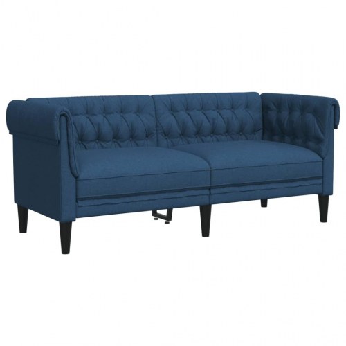 2-personers Chesterfield-sofa i stof - blå