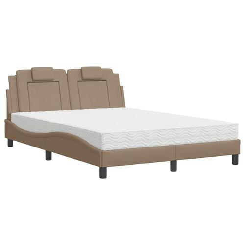 Seng 120x200 cm kunstlæder cappuccinofarvet