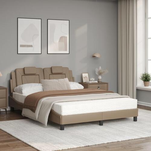 Seng 120x200 cm kunstlæder cappuccinofarvet