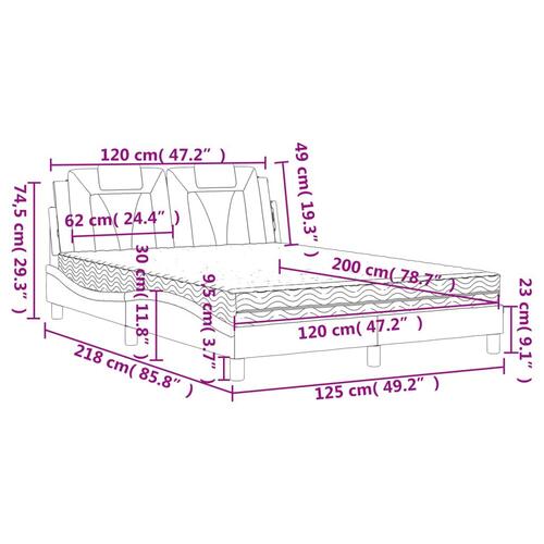 Seng 120x200 cm kunstlæder cappuccinofarvet