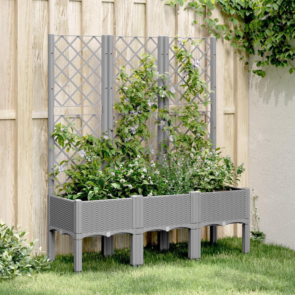 Plantekasse med espalier 120x40x142 cm PP lysegrå billede