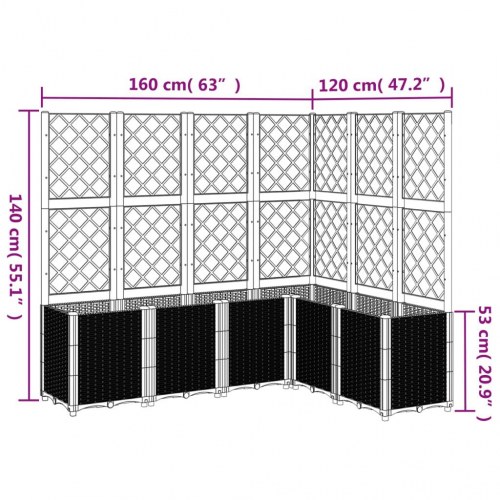 Plantekasse med espalier 6 dele PP - hvid