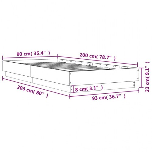 Sengeramme 90 x 200 cm uden madras - sonoma-eg
