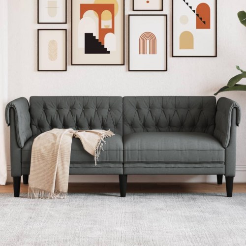 2-personers Chesterfield-sofa i stof - mørkegrå