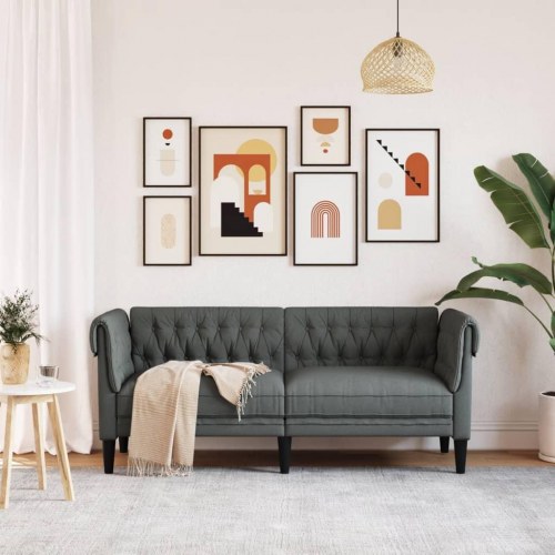 2-personers Chesterfield-sofa i stof - mørkegrå